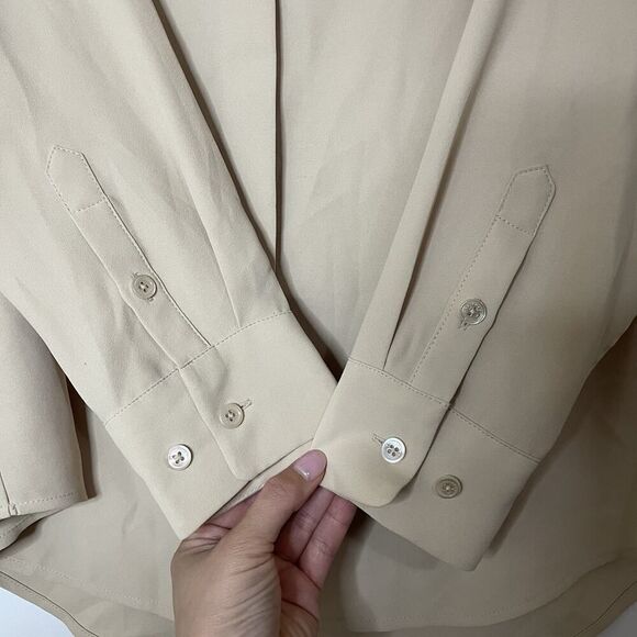 EQUIPMENT beige button down long sleeve blouse top size medium - Picture 5 of 7